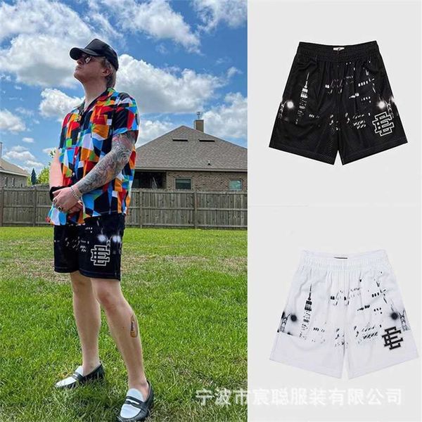 

fashion designer shorts 23s american ee new black and white summer casual large but knee quick dry mesh basketball shorts for men women, White;black