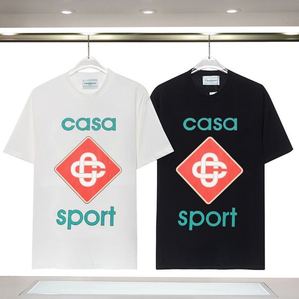 

casablanca new t shirt alphabet logo printed flower mens casual shirt womens loose real silk shirt short sleeve luxury t-shirt high-quality, White;black