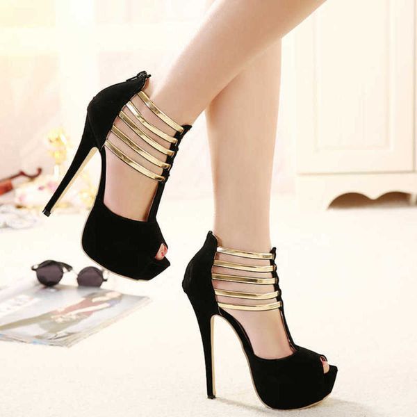 

high heels women stilettos platform elegant metal woman pumps black red medium heel shoes size 34 45 tacones mujer 230202