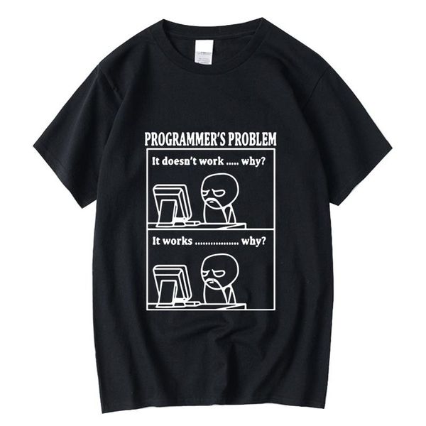 

mens tshirts xin yi 100% cotton interesting programmer print t shirt loose oneck men tshirt short sleeve male tee 230322, White;black