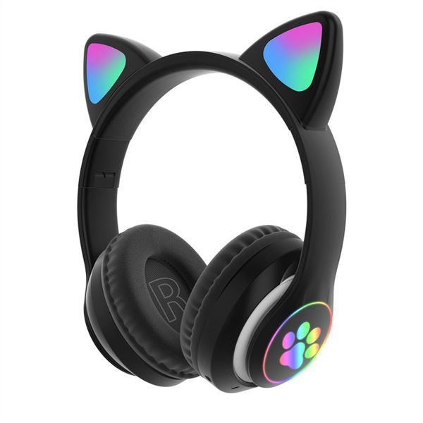 

wireless headphone headsets cat ear with mic bluetooth earphone stereo bass helmets children girl gift earbuds pc phone headset gamer wholes