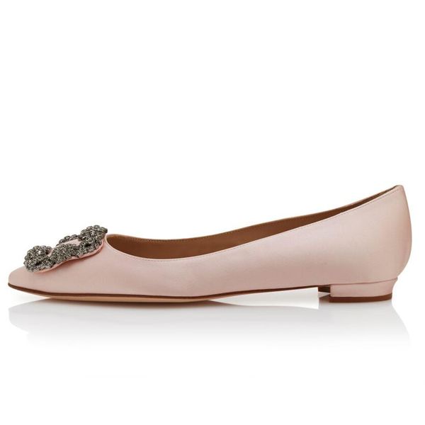 

fashion ballet women sandals pumps ballerimu light pink blue satin jewel buckle embellished italy famous pointed toe design ballerinas sanda, Black