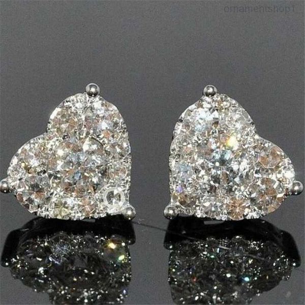 

luxury jewelry real 925 sterling silver girl pear cut white z cz diamond simple fine party women wedding heart stud earring giftzxy2, Golden;silver