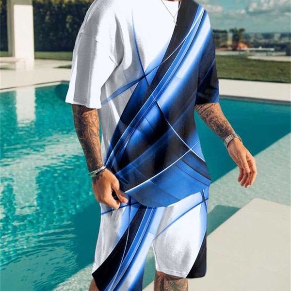 

summer 2023 new trend 3d digital printing short sleeve men's casual beach pants set, White;black