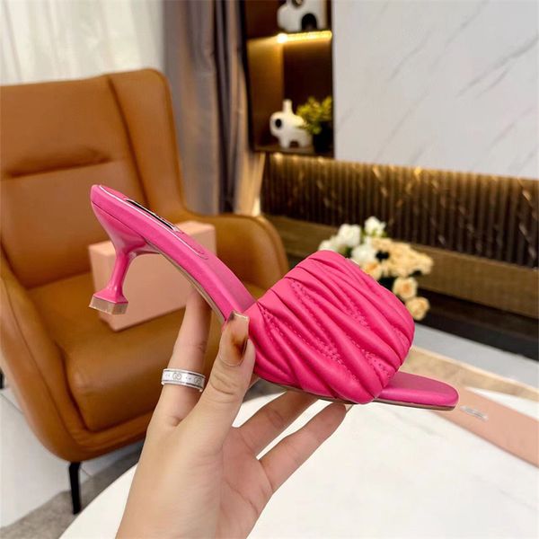

new leather women's slippers fashion mid-heel banquet shoes comfortable high-end workplace sandals heel height 5.5cm size 35-43, Black