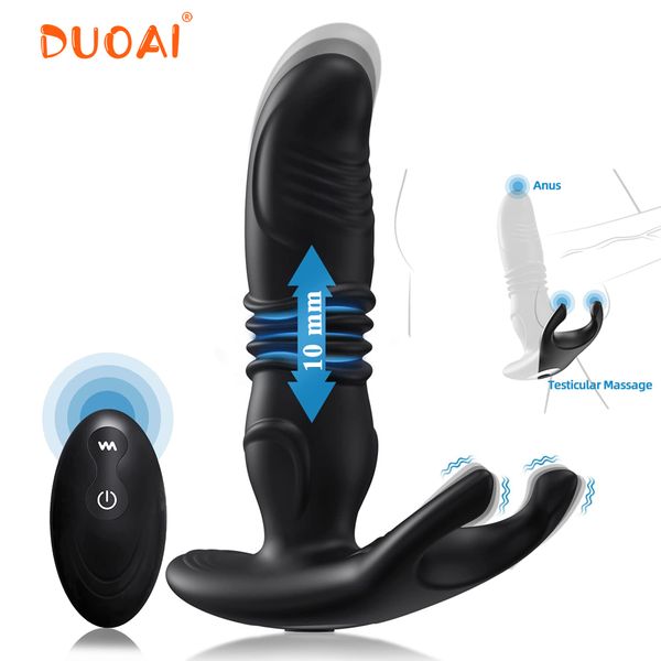 

socks silicone anal vibrator thrusting prostate stimulator massager delay ejaculation anal butt plug dildos toys for blowjob, Black;white