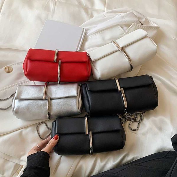 

lock trendy fashion lady texture snake bone 2023 chain shoulder bag for women red autumn black silver dinner clutches