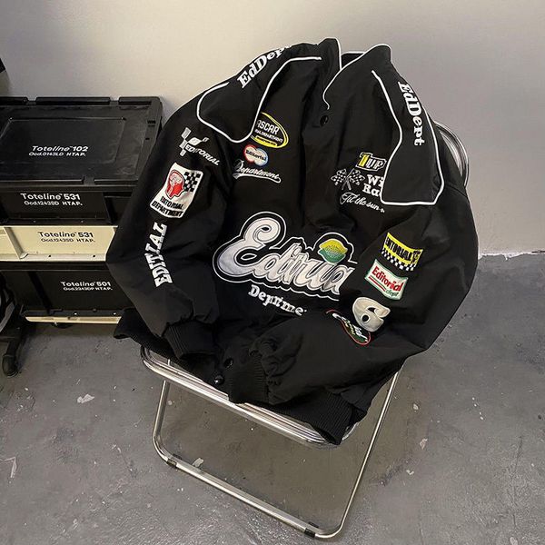 

men's jackets racing jacket four seasons casual varsity coat baseball letter embroidery locomotive men jacket streetwear 230323, Black;brown