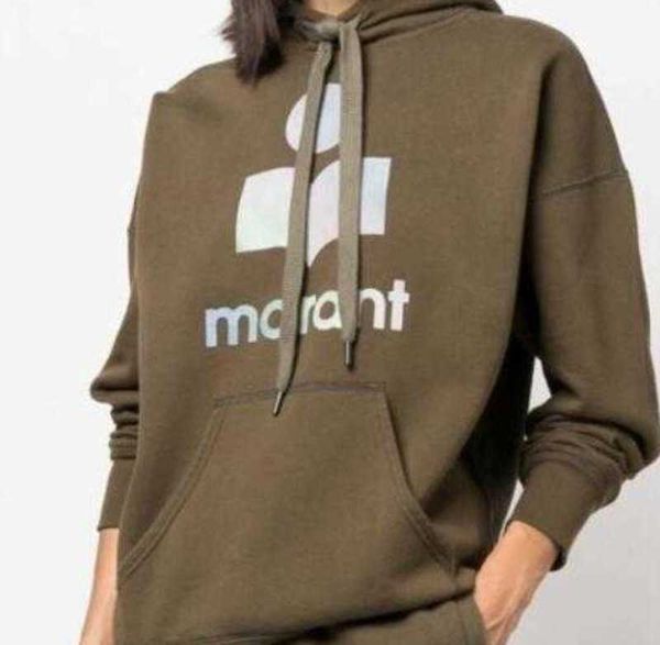 

isabel marant women mansel hoodies flocked sport letter crew neck loose hoodie designer sweater pullover sweatshirt, Black