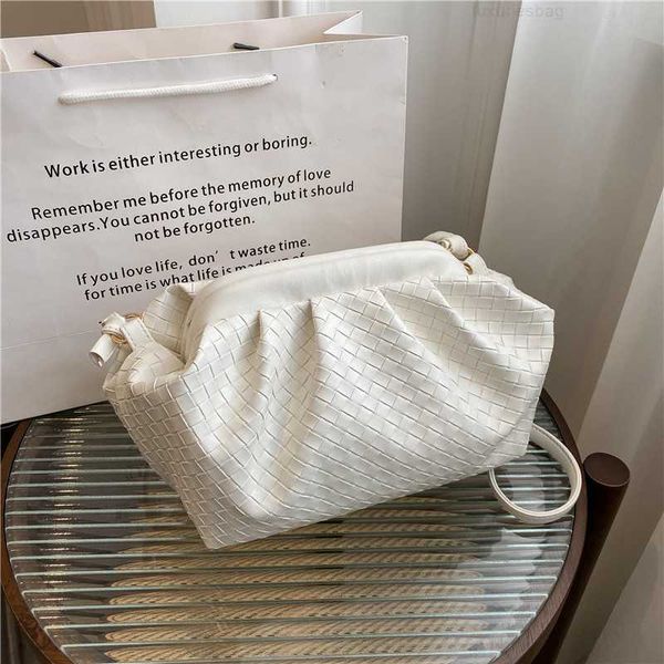 

botega venates jodie mini teen intrecciato pouch woven cloud women's solid pleated trend color contrast fashion single shoulder diagona