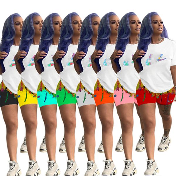 

2023 designer brand jogger suits summer tracksuits women two piece sets plus size 3xl outfits short sleeve t-shirt shorts casual print sport, Gray