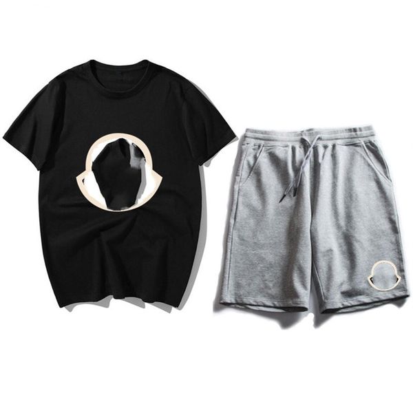 

trapstar summer tracksuits for men designer cotton printed short sleeve t shirt shorts outfits piece sets fashion sports suit t88a, Gray