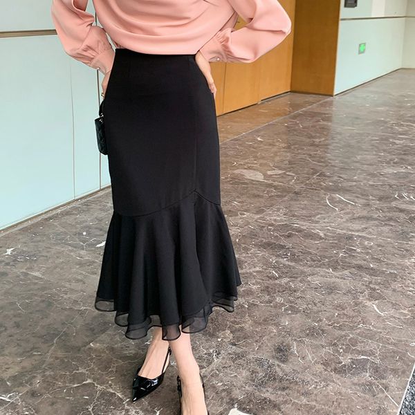

skirts xiu xixi springsummer 2023 temperament women's elegant long high waist skirt fishtail 19611 230322, Black