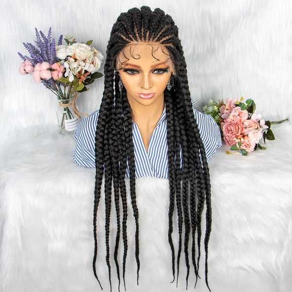 

popular all lace new 11-strand braids headcover full lace wig230323, Black