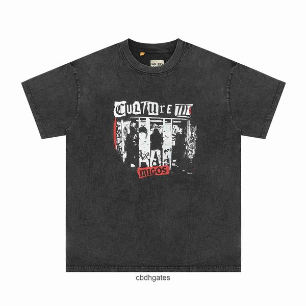 

sleeve washed streetwear short t shirts galleryss fashion 2023 mens dept vintage old print couples summer casual t-shirt men rtcd, White;black