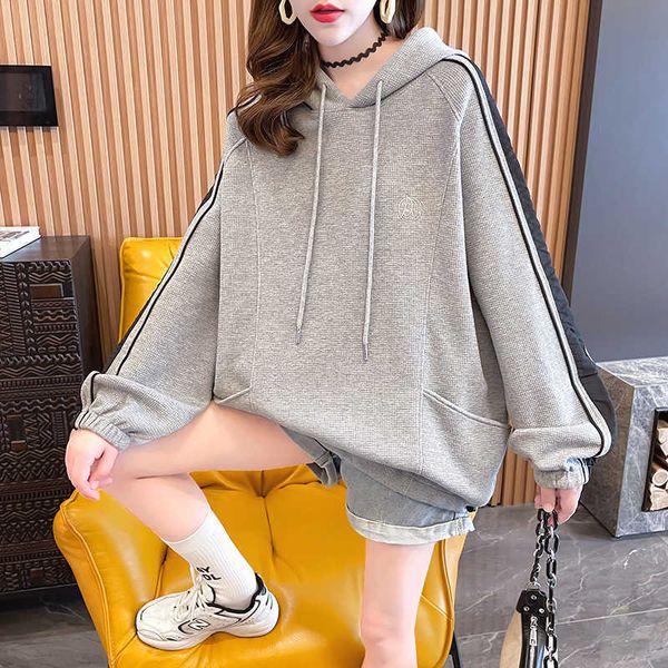 

| waffle 25% cotton 75% fiber original production embroidered hoodie female, Black