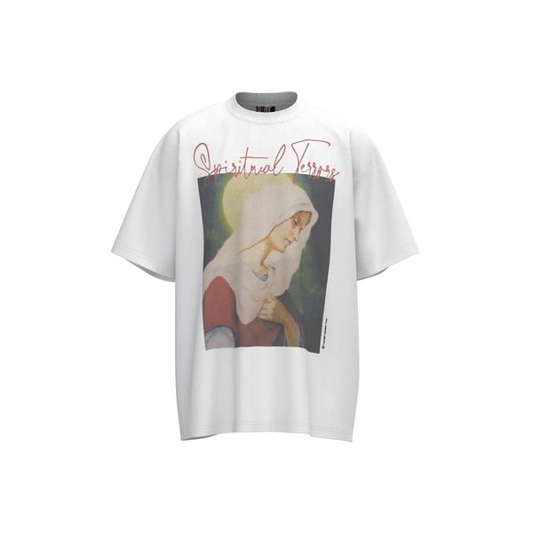 

giant virgin mary maria short-sleeved retro vintage shirts plus size oversized streetwear women youth sleeves comfort, White;black