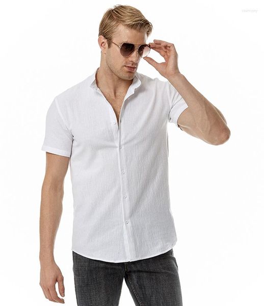 

men's casual shirts 2023 short-sleeved shirt summer fashion cotton, White;black