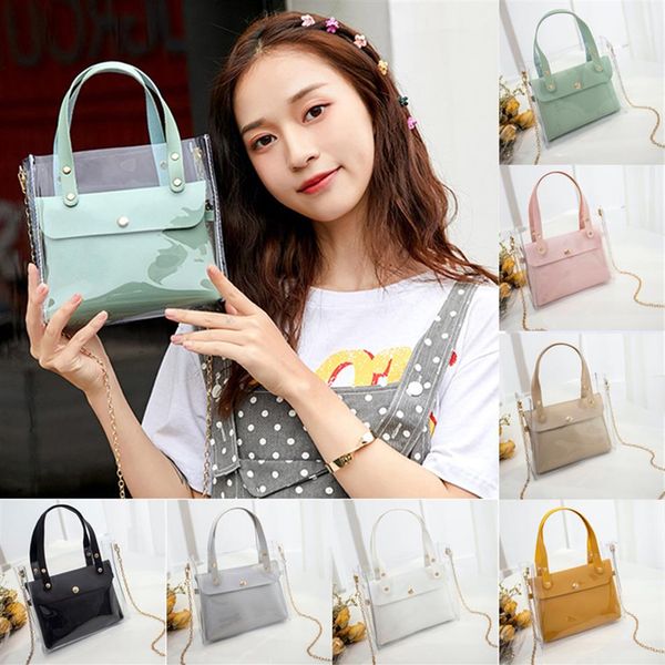 

women jelly bag handbags 7 colors female transparent cuboid bags designer shoulder bag crossbody messenger phone pouch ejy337235f