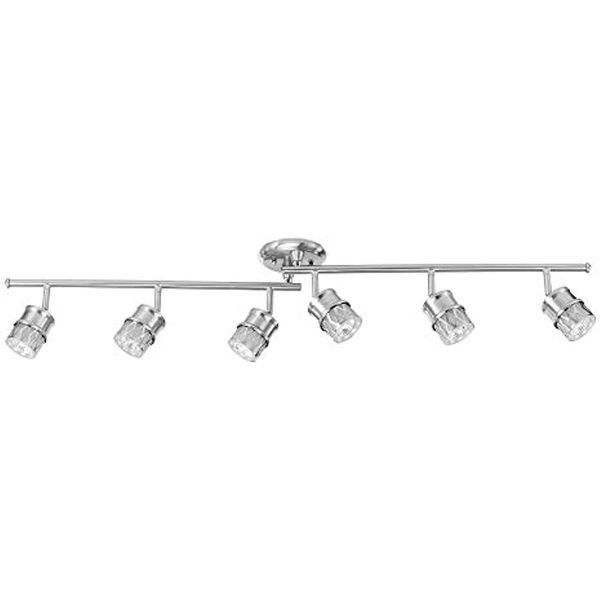 

6-light foldable track lighting, brushed nickel finish, white glass shades, bulbs included, track lighting kit, ceiling light fixture, home