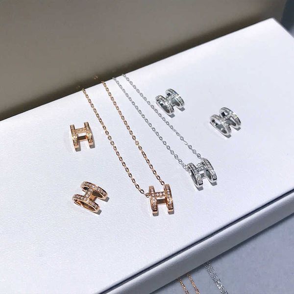 

necklaces strands strings letter h necklace women's korean simple diamond english pendant short collar chain fashion neck jewelry, Silver