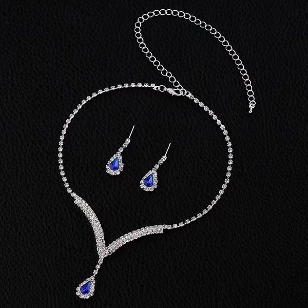 

trend necklace earring suit inlaid zircon rhinestone twinkle decorate adjeustable length necklace non fading american styles wedding party o, Silver