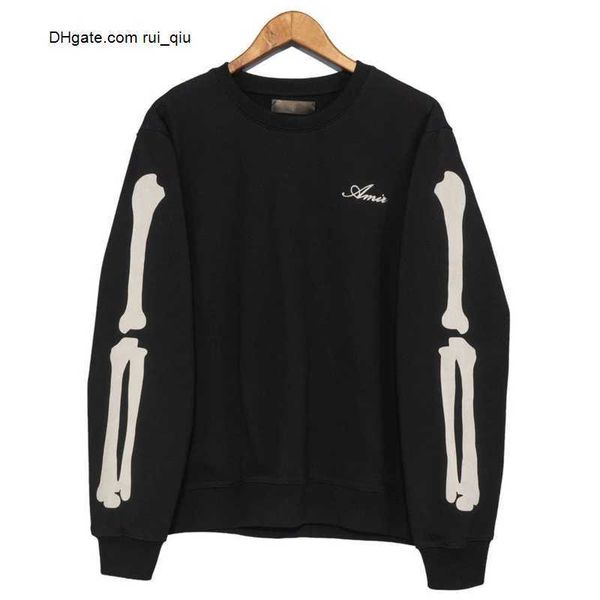 

flocking casual bone pattern tshirt mens sweatshirt hoodie japanese korean streetwear o-neck men sweatshirt, Black