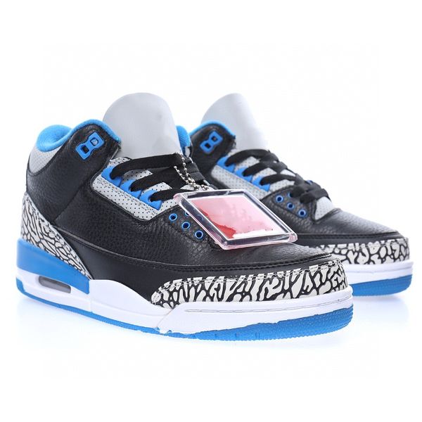 

basketball shoes jumpman 3 retro sport blue gs designer sneakers with original box
