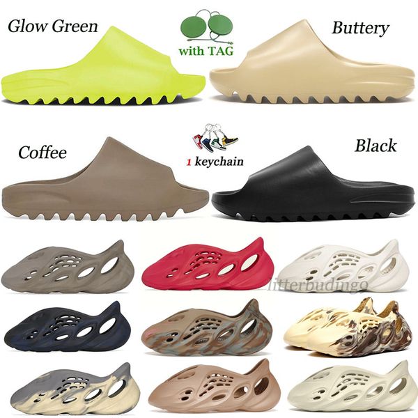 

2023 new designer slippers men woman slider foam runner vermilion coffee sandals slide slipper ochre bone resin clog desert slides shoes 36-, Black