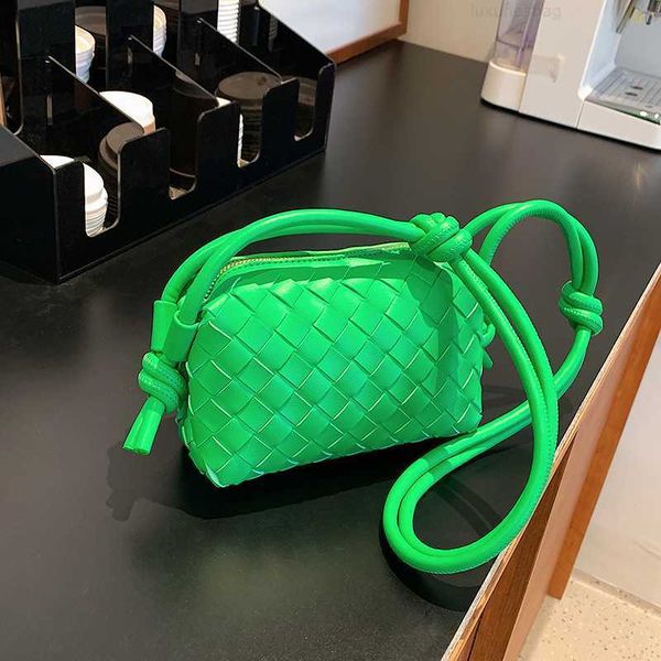 

botega venates jodie mini teen intrecciato pouch fashion simple atmosphere candy color hand woven women's bag street sone shoulder mess