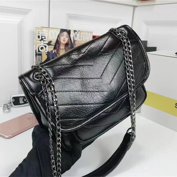 

fashion handbags shoulder luxurys designer bags metal chain gold silver women handbag genuine leather bag flip cover diagonal messenger cros