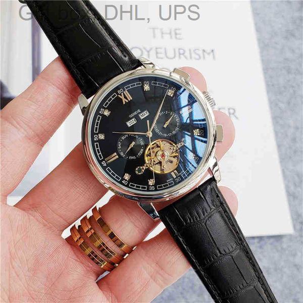 

brand luxury watch for men multifunctional automatic mechanical wristwatches timepiece uxkp, Slivery;brown