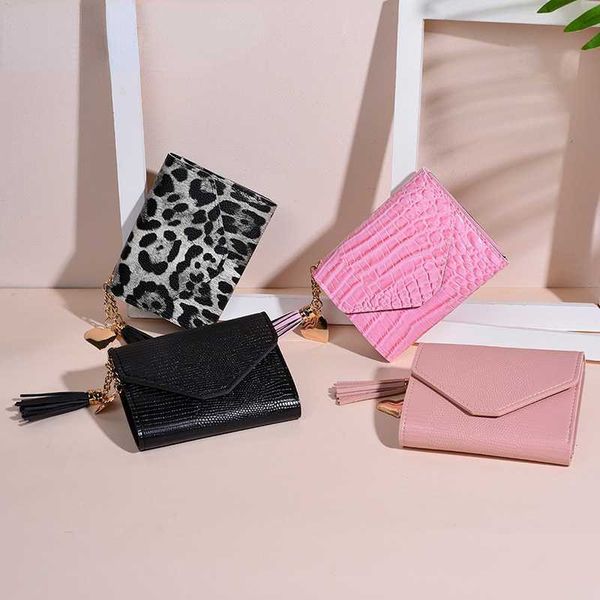 

wallets new leather small women luxury brand design mini short wallet purses female coin zipper purse credit card holder y2303, Red;black