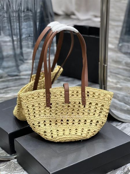 

5a 2023new y home designer fashion tote bag handbag egetable basket paris style straw bag lafite weaving hand wovenbag travelbag