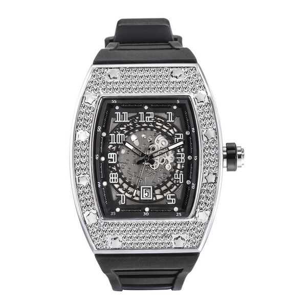 

wrist watch personality diamond barrel silicone tape quartz men's, Slivery;black