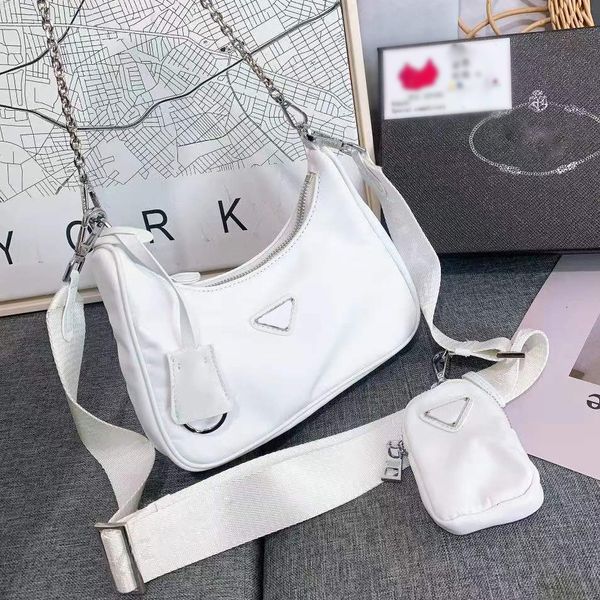 

designer 3 piece women's nylon shoulder bag hobo bag handbag women's underarm shoulder bag nylon fabric purse triangular letter lo