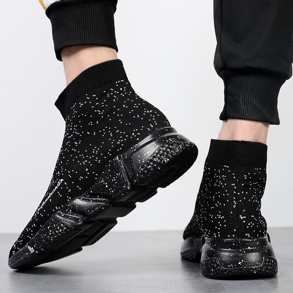 

2023 black socks sneakers men slip on high sports women large size 45 fashion breathable casual sneakers men
