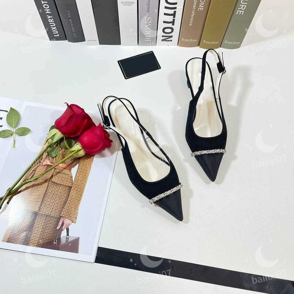 

designer sandals high heel chain summer sandals women black shoes y2303