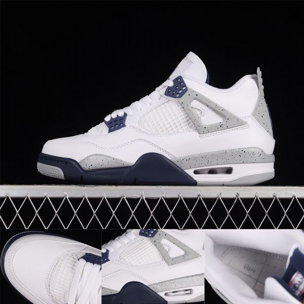 

jumpman 4 mens womens basketball shoes dh6927-140 white midnight navy cement grey fire red men women designers sports sneakers