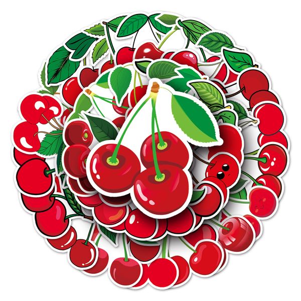 

50pcs cherry stickers skate accessories waterproof vinyl sticker for skateboard lapluggage bicycle motorcycle phone car decals