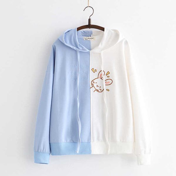 

junior high school students' sweaters with hats spring clothes autumn cartoons cute pullovers loose fitting girls', Black
