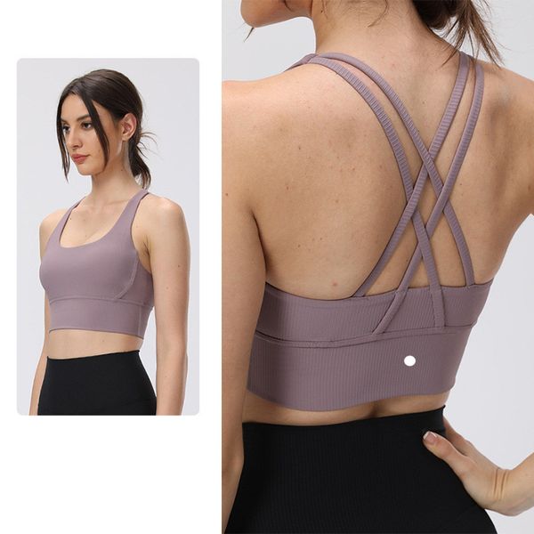 

ll women sports bra cew neck fintness ribber tank vest skinfriendly workout breathble crisscross quick dry female