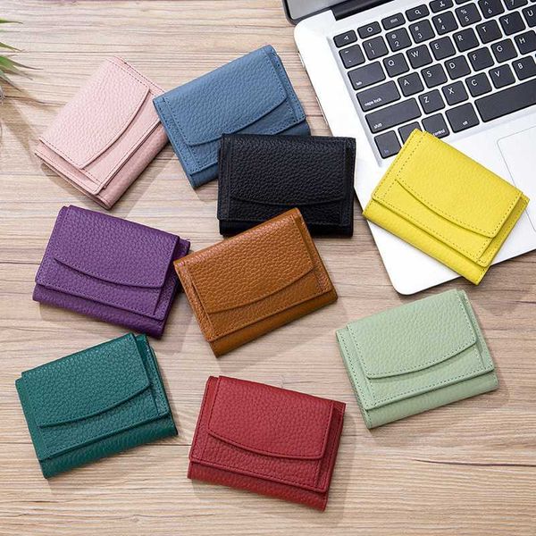 

wallets genuine leather women wallet fashion card holder coin purse female small money purses new clutch bag y2303, Red;black