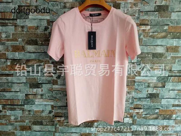 

ballmmains 2023 sales spring summer new gold stamped mother cotton loose t shirt couple style men and women gjhb, White;black