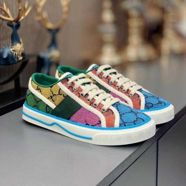 

2023 new men designers tennis casual shoes canvas shoe washed jacquard denim women rubber sole embroidered vintage sneakers high quality