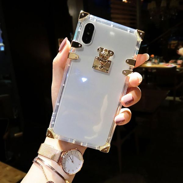 

clear square trunk cell phone cases for iphone 14 13 12 mini 11 pro max xr xs 6 7 8 plus se2 designer luxury transparent crystal mobile bump