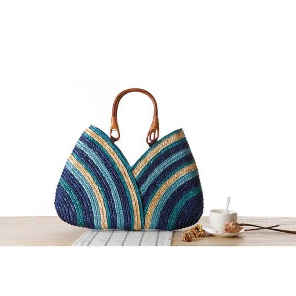 

rattan female straw beach bag women handbag ladies handmade weave basket shoulder designer traveling tote s, Red;black