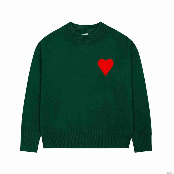 

paris fashion mens designer amies knitted sweater embroidered red heart solid color big love round neck short sleeve a t-shirt for men women, White;black