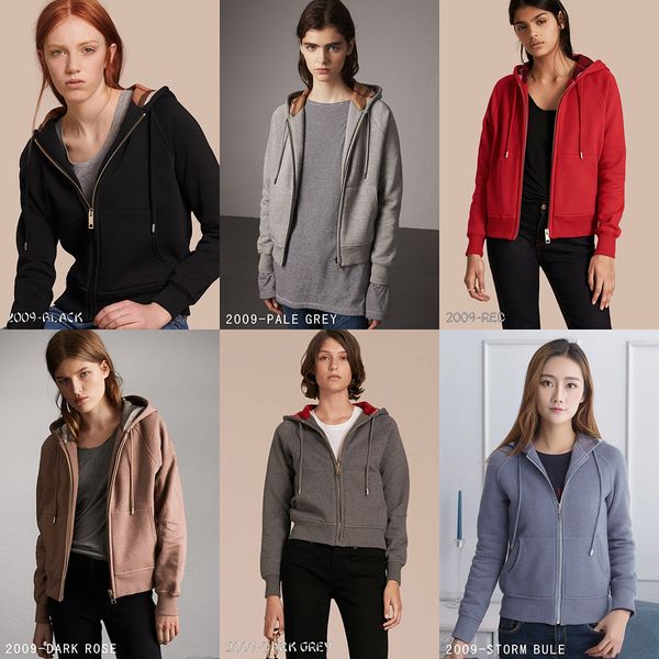 

womens designers hoodies sweater jackets with zipper slim hoodie sweatshirt brands spring autumn winter cotton size s-xxl, Black