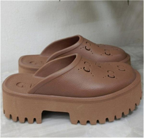 

2023 designers women ladies hollow platform sandals made of transparent materials fashionable lovely sunny beach woman shoes slippers size e, Black